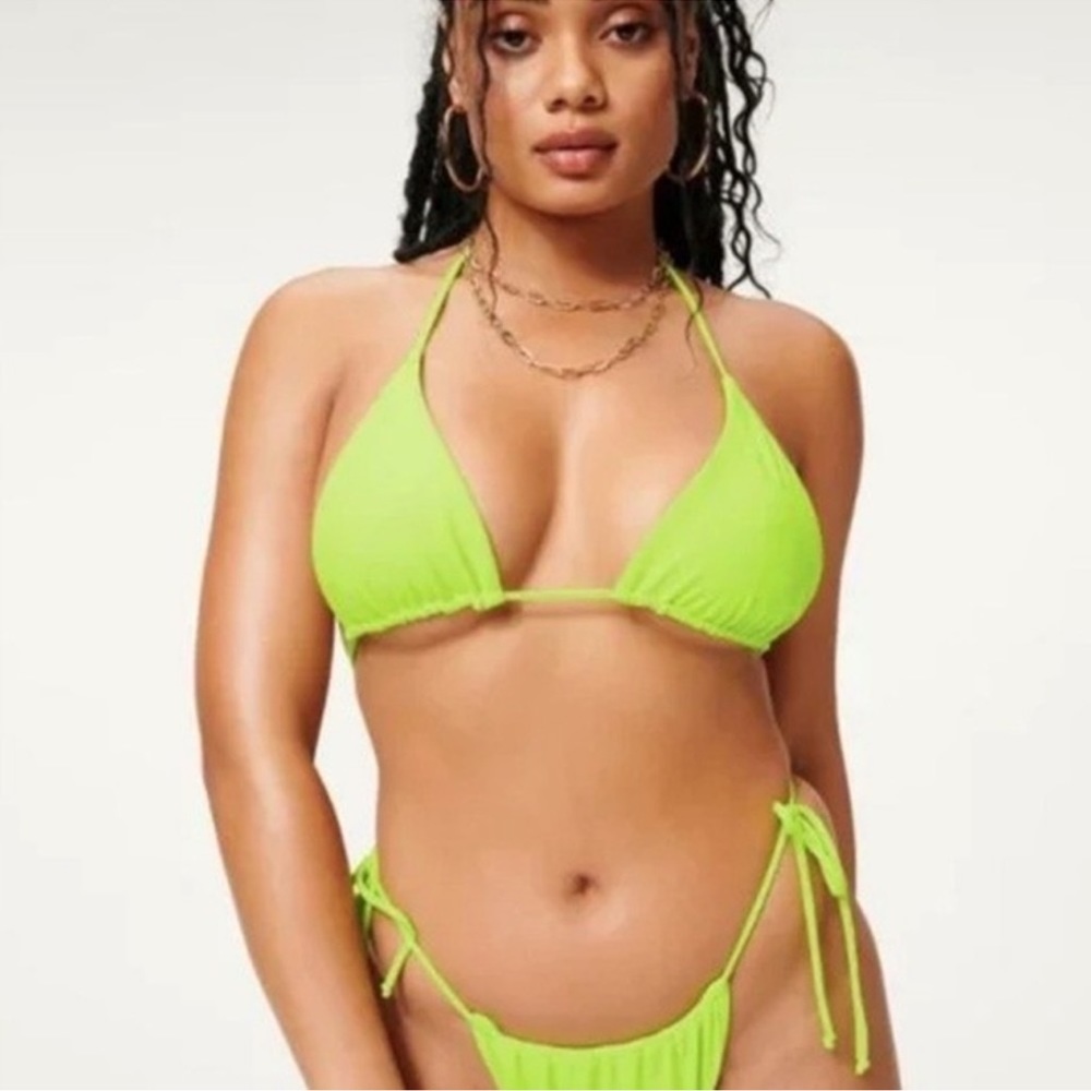 Good American Neon Lime Green bikini top